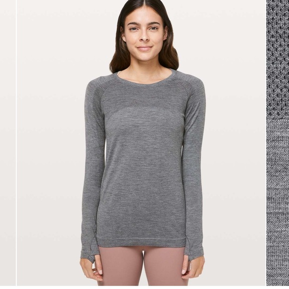 lululemon athletica Gray Long Sleeve Aerial Silk Top - Picture 2 of 7
